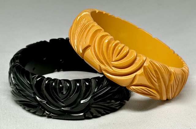 BB277 black & corn floral carved
 bangles